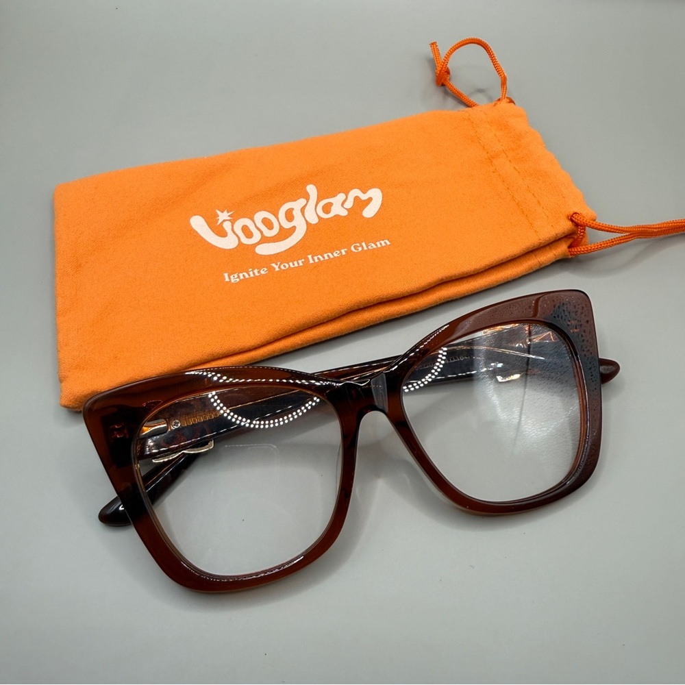 Vooglam Cat Eye Clear Lens Glasses Frame in Tortoise Brown, No prescription